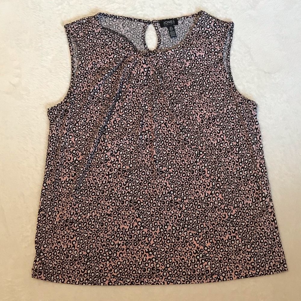 Pink Leopard-print Jones New York pleated sleeveless top